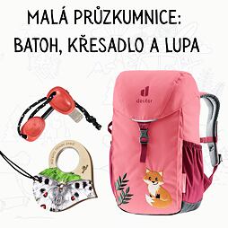 Dobrodružný set do přírody pro malé lištičky - batoh Deuter, křesadlo s píšťalkou a lupa
