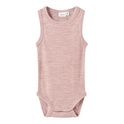 Dětské body s merinem Name It tílko Wax - shadow grey