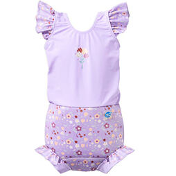 Dětské plavky/kostýmek Splash About Happy Nappy s volánky Lilac Spring Frills