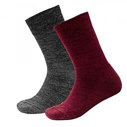 Dětské funkční ponožky s merinem Devold daily medium beetroot mix 2 páry