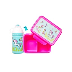 SET ZDRAVÁ LAHEV A ZDRAVÁ SVÁČA svačinový box a lahev 0,5l Jednorožec a víly