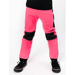 Dětské softshellové kalhoty Drexiss s fleecem neon pink grey