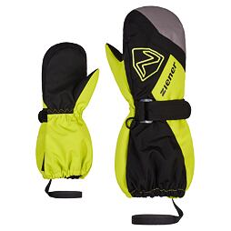 Dětské zimní rukavice Ziener Laurus AS black/lime - palcové s poutkem