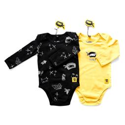 Dětské body The Sikls Ninja černá/žlutá - set 2 ks