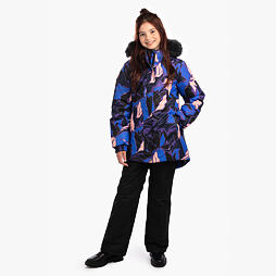 Dětská zimní bunda Huppa Enely s kožíškem blue pattern