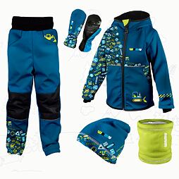 Dětský softshellový outfit modrý - Bagr
