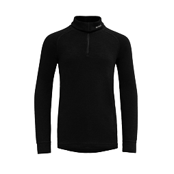 Dětské funkční tričko s merinem Devold Duo active s rolákem na zip black dlouhý rukáv