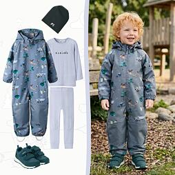 Dětský softshellový outfit Name It - modrý s autíčky