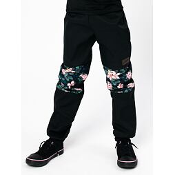 Dětské softshellové kalhoty Drexiss s fleecem black moon flowers