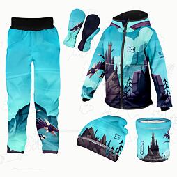 Dětský softshellový outfit modrý - Dragon fantasy