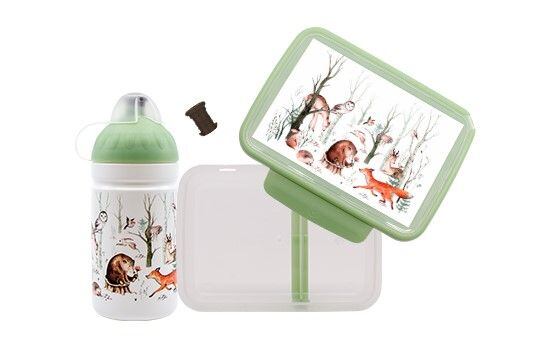 SET ZDRAVÁ LAHEV A ZDRAVÁ SVÁČA svačinový box a lahev 0,5l Lesní zvířátka