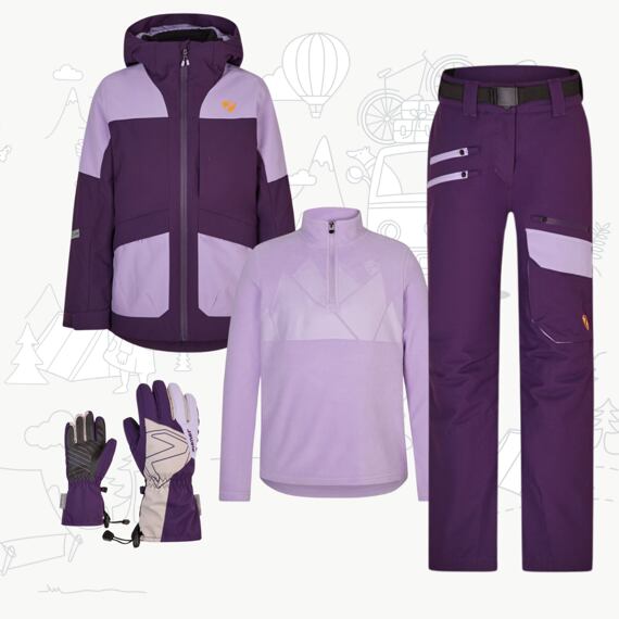Dětský zimní outfit pro snowboarďačky dark violet