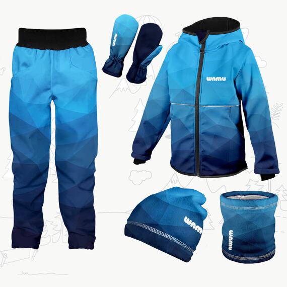 Dětský softshellový outfit modrý - Mozaika