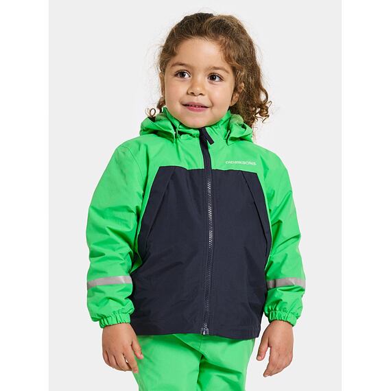 Dětská nepromokavá bunda Didriksons s fleecem Enso frog green - ROSTOUCÍ