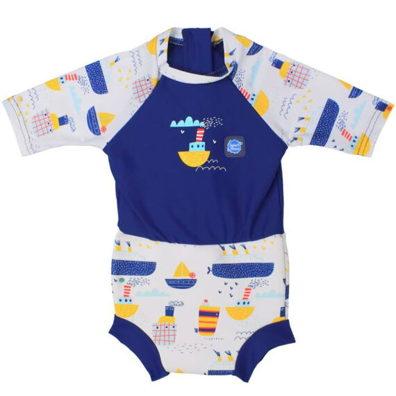 Dětské plavky/kostýmek Splash About Happy Nappy 3/4 rukáv Tug Boats