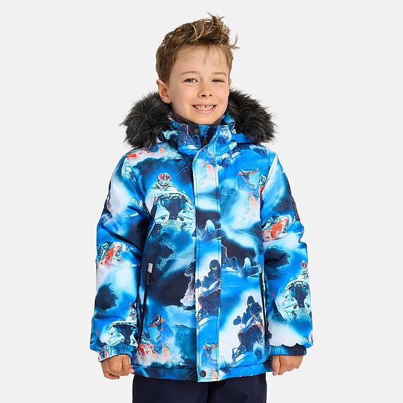 Dětská zimní bunda Huppa Ante s kožíškem navy pattern