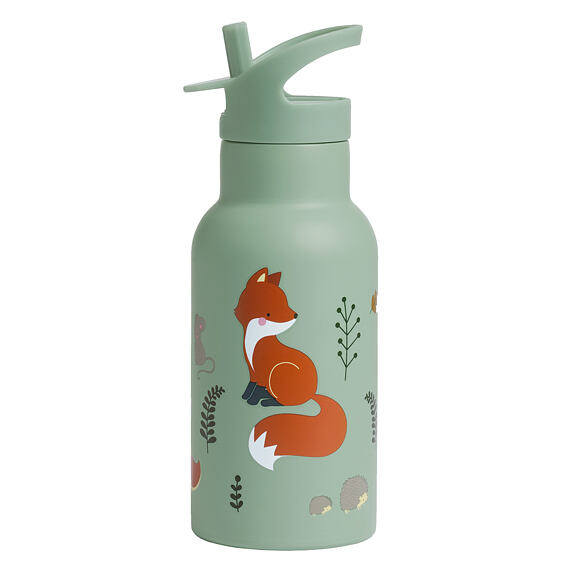 Dětská nerezová termo lahev A Little Lovely Company s brčkem 350 ml kamarádi z lesa