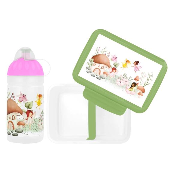 SET ZDRAVÁ LAHEV A ZDRAVÁ SVÁČA svačinový box a lahev 0,5l Pohádkové víly