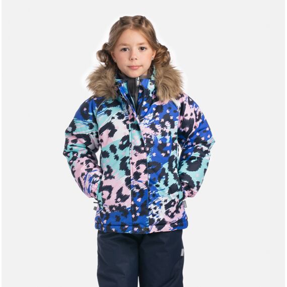 Dětská zimní bunda Huppa Alondra s kožíškem blue pattern