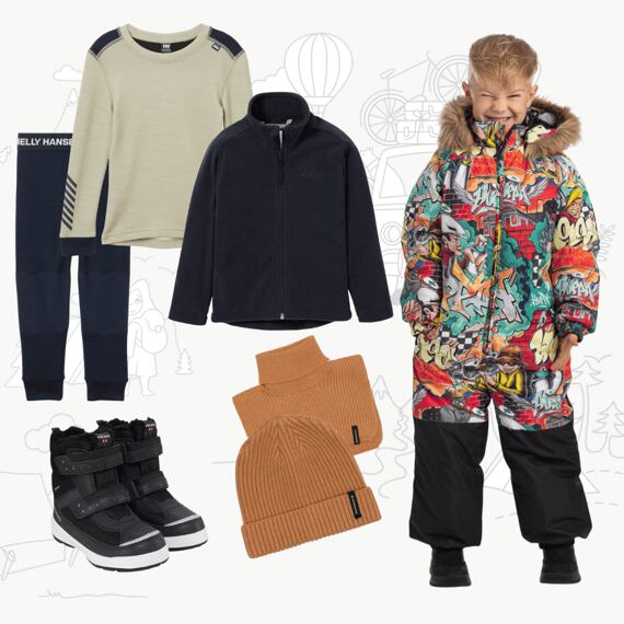 Dětský zimní outfit Huppa Wille - red pattern / black