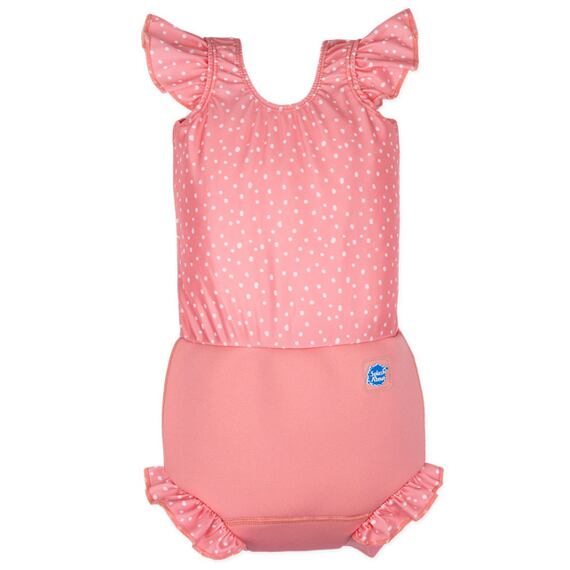 Dětské plavky/kostýmek Splash About Happy Nappy s volánky Pink Dotty