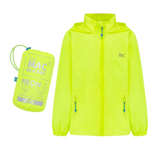 Dětská nepromokavá bunda Mac in a Sac Kid Origin Neon Yellow - SBALITELNÁ