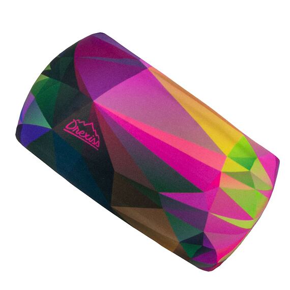 Funkční čelenka dvouvrstvá Drexiss s fleecem Shapes colours pink - zateplená