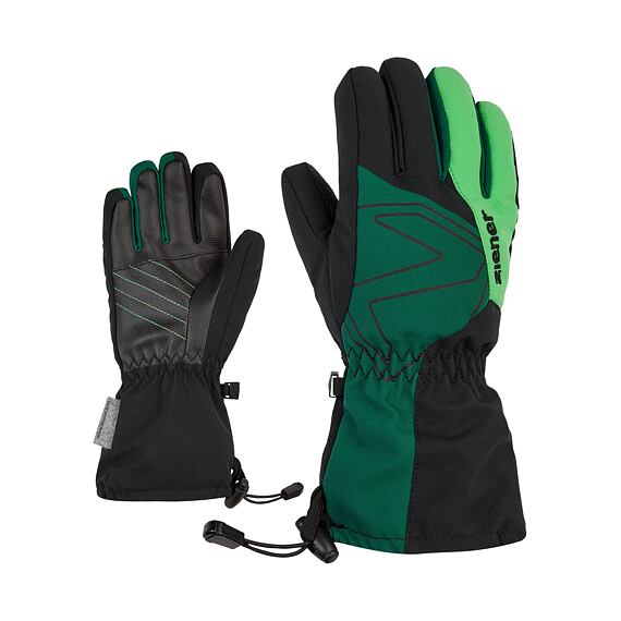 Dětské zimní rukavice Ziener Laval AS AW Jr deep green - prstové s poutkem