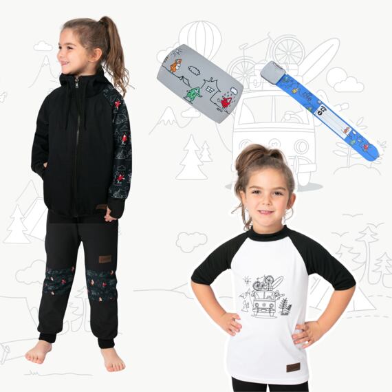 Dětský softshellový outfit Promaledobrodruhy - black