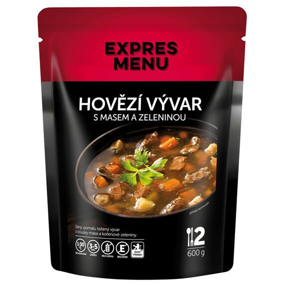 Hovězí vývar s masem a zeleninou Expres menu 2 porce