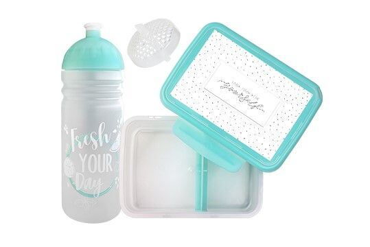 SET ZDRAVÁ LAHEV A ZDRAVÁ SVÁČA svačinový box a lahev 0,7l Fresh tyrkysová
