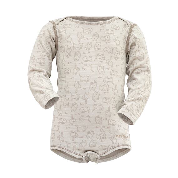 Dětské funkční body s merinem Devold Duo active baby raw white s dlouhým rukávem