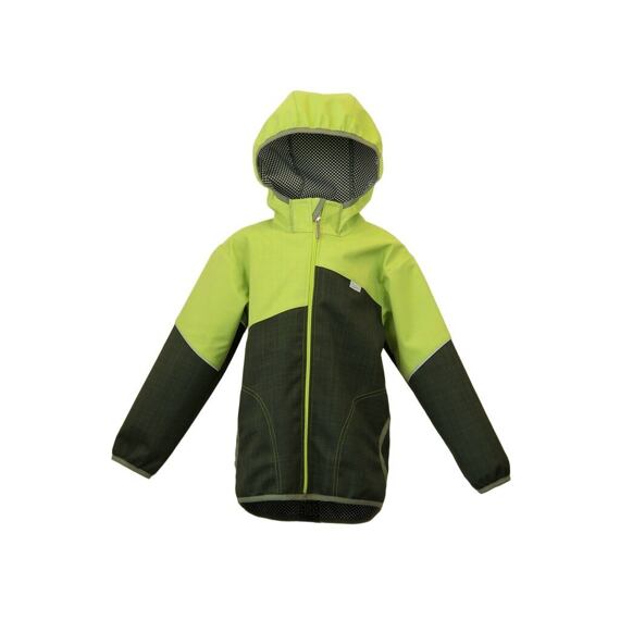 Dětská softshellová jarní bunda Fantom bez zateplení - khaki s jarní zelenou