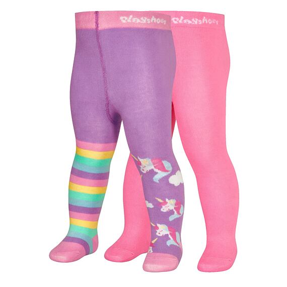 Dětské punčocháče Playshoes lilac/light-pink - double pack