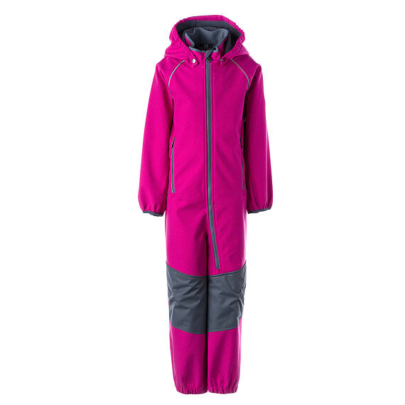 Dětská softshellová kombinéza Huppa Adal dark fuchsia/gray REFLEX s šedými koleny