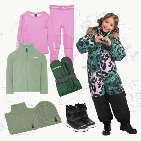 Dětský zimní outfit Huppa Wille - dark green pattern / black