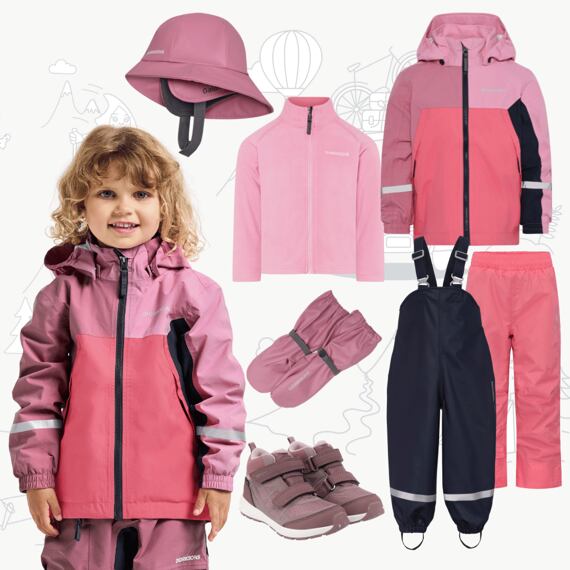 Dětský nepromokavý outfit Didriksons Pilvi - heather pink