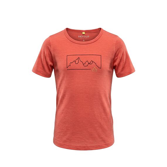 Dětské funkční tričko s merinem Devold Active "Outline" Tee cayenne