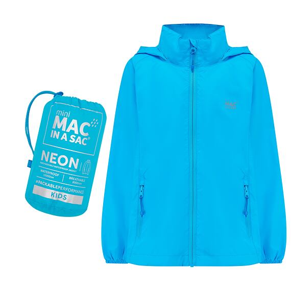 Dětská nepromokavá bunda Mac in a Sac Kid Origin Neon Blue - SBALITELNÁ