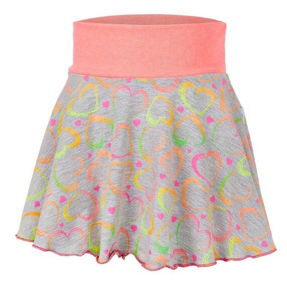 Dětská kolová sukně Little Angel šedý melír neon srdce