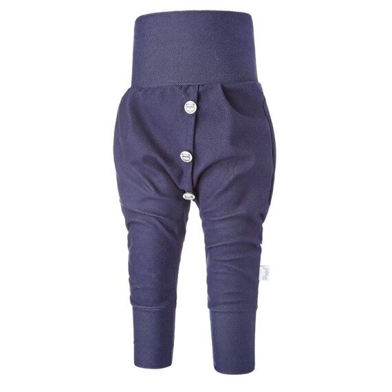 Dětské tepláky harémky s knoflíky Little Angel Jeans tm.modrá