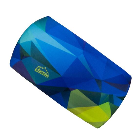 Funkční čelenka dvouvrstvá Drexiss s fleecem Shapes colours blue - zateplená