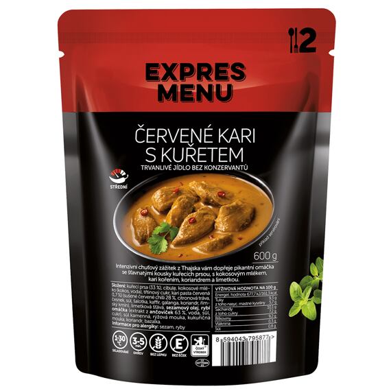 Červené kari s kuřetem Expres menu 2 porce