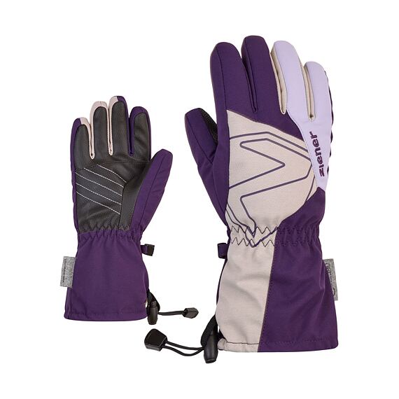 Dětské zimní rukavice Ziener Laval AS AW Jr dark violet - prstové s poutkem