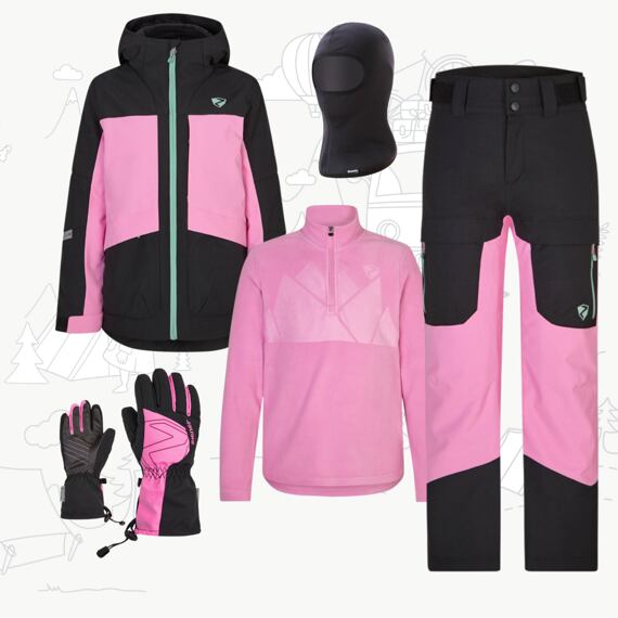 Dětský zimní outfit pro snowboarďačky fuchsia pink