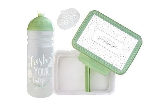 SET ZDRAVÁ LAHEV A ZDRAVÁ SVÁČA svačinový box a lahev 0,7l Fresh olivová