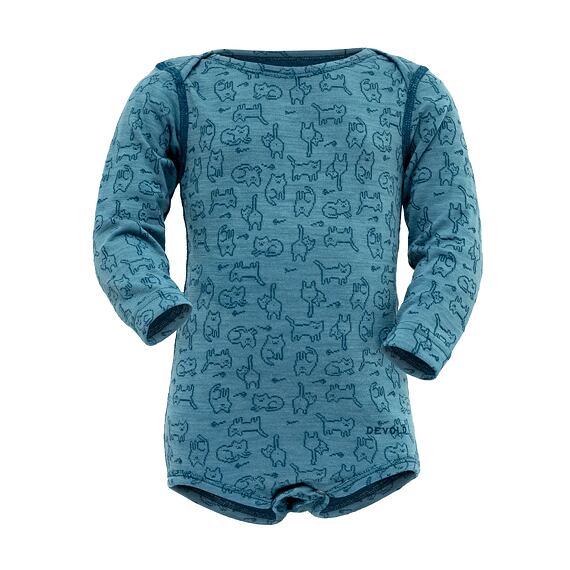 Dětské funkční body s merinem Devold Duo active baby moon s dlouhým rukávem