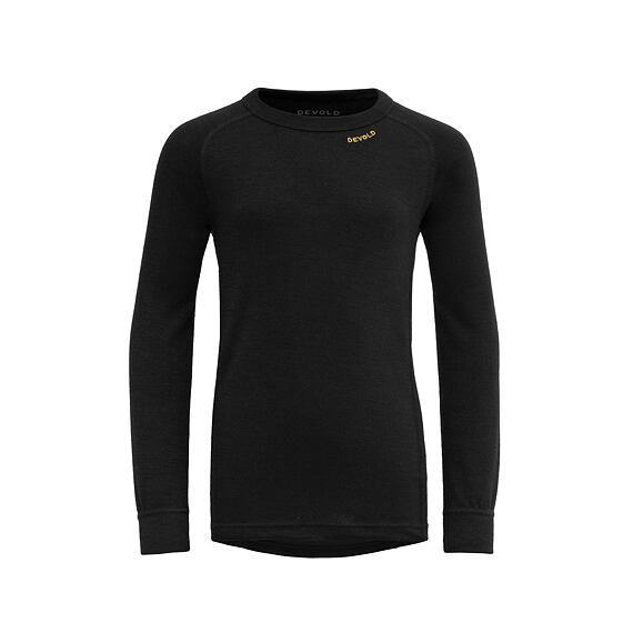Dětské funkční tričko s merinem Devold Duo active Jr black s dlouhým rukávem