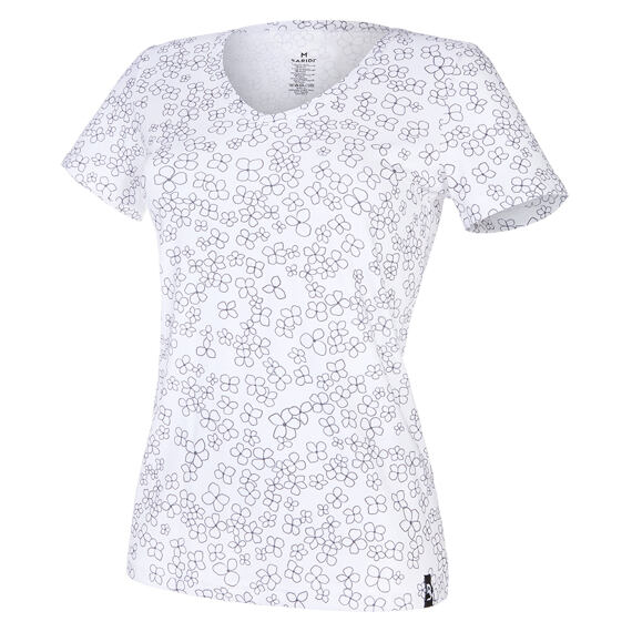 Dámské UV tričko BARIDI wear Outlast® KR tenké Černé kytičky - bílé