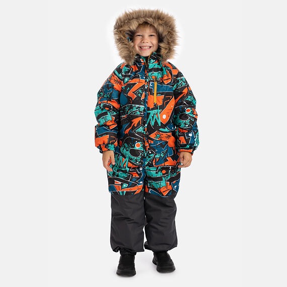 Dětská zimní kombinéza Huppa Wille 2 bright orange pattern / dark gray